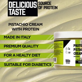 EATALIAN by AMZ BETTER Protein Cream, 17.63 oz/ 500 gr, Pistachio Paste with 94 g of Proteins, Made in Italy, Sweet and Unique, Taste Ideal on Bread and Excellent for Dubai Chocolate