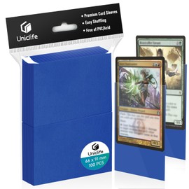 Uniclife 100 Counts Dark Blue MTG Card Sleeves Matte Blue Trading Card Sleeves Baseball Card Sleeves Standard Sized Deck Card Protectors for Sports Cards Football Cards Game Cards, 66 x 91 mm