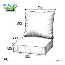 Outdoor Cushion High Elastic Sponge Filling,Patio Deep Seat Cushions Waterproof and Wear-Resistant,Outdoor Chair Couch Replacement Cushion Set for Patio Furniture (Navy Blue, 24 * 24 * 5IN)