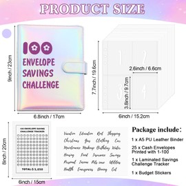 Resurhang 100 Envelope Savings Challenge Kit Challenge Binder A5 Money Saving Book Budget Binder with Cash Envelopes Budget Planner to Save 5, 050, 100 Day Cash Stuffing Budgeting(Colorful)