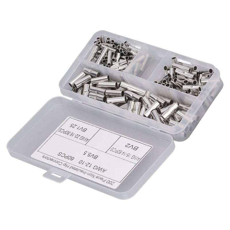200Pcs Wire Ferrule Copper Male Female Crimp Terminal Connector for