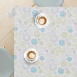 KP HOME PVC Oilcloth Tablecloth Rectangular 250 x 140 cm - Lace Motifs Wipe Clean Tablecloth Plastic Waterproof for 8 People - Vinyl Tablecloth in Geometric Colourful Pattern