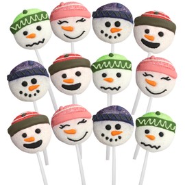 Sweetzo Snowman Jelly Lollipops, Individually Wrapped Gummy Christmas Candy, Holiday Stocking Stuffers (Pack of 12)