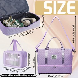 YOUYIKE Travel Bag with Large Capacity, Foldable Sports Bag, Overnight Weekend Hand Luggage for Men and Women, Large Travel Bag, Waterproof Hand Luggage Bag for Sports, Travel, purple