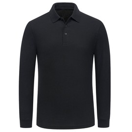 Miqieer Men's Long Sleeve Polo Shirts Regular-Fit Cotton Golf Polo Shirts (Black, X-Large)