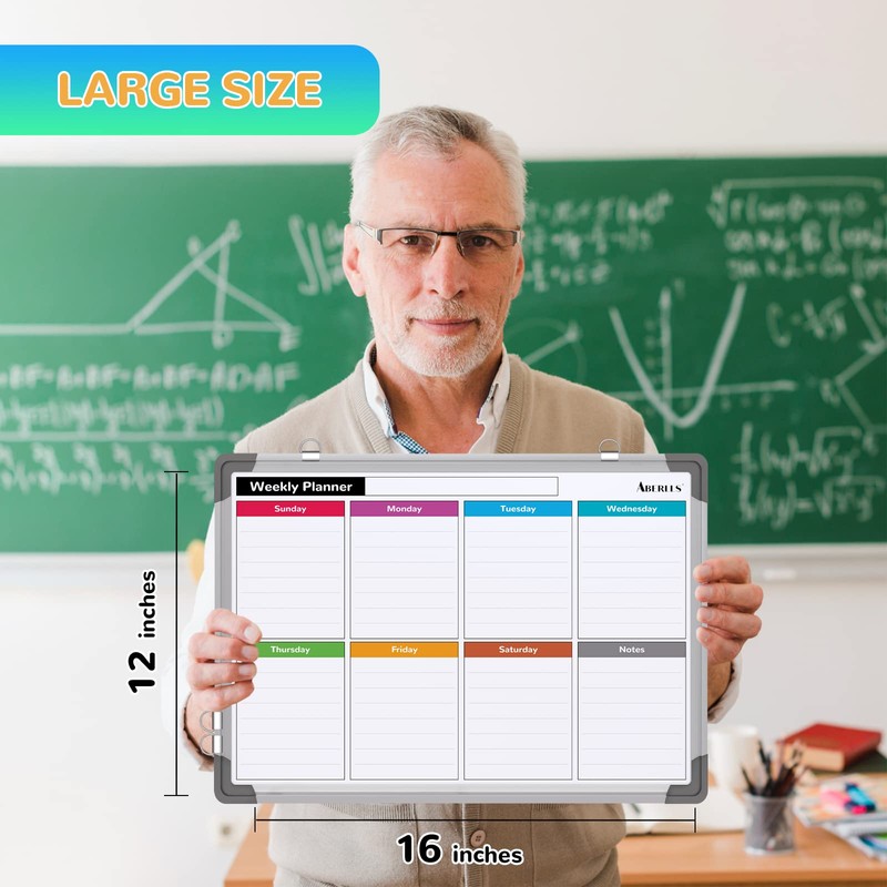 Small Weekly Calendar Dry Erase Whiteboard for Wall, 16" x
