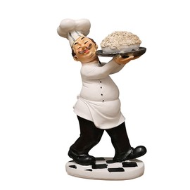 Italian Chef Figurine Holding Pasta - Kitchen Decor Statue for Countertop, Cabinet, Cupboard - Home Kitchen Cook Restaurant Decor