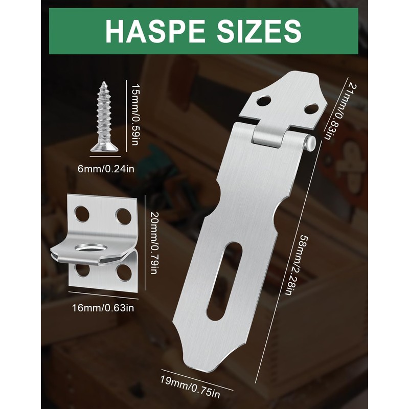 Yeepeo Pack of 8 Padlock Hasp 57 mm, Small Deadbolt