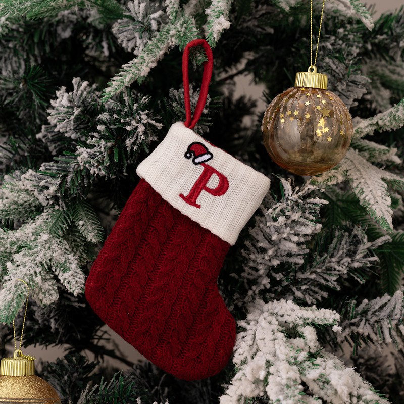 Christmas Stocking – Green A-Z Letter Hanging Christmas Stockings, Christmas
