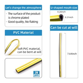 Ziciner 20 Pcs Car Air Conditioner Decoration Strip, Waterproof Bendable Auto Air Vent Outlet Shiny Trim, Universal Vehicle Interior Accessories Suitable for Straight Air Vents (Yellow)