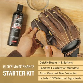 Eagle Glove Break in Kit - Glove Oil (8.45oz), Conditioner (3.38oz), Wrap, Mallet, Applicator & Cloth, 6-Pieces Set for Baseball Gloves, Softball Gloves