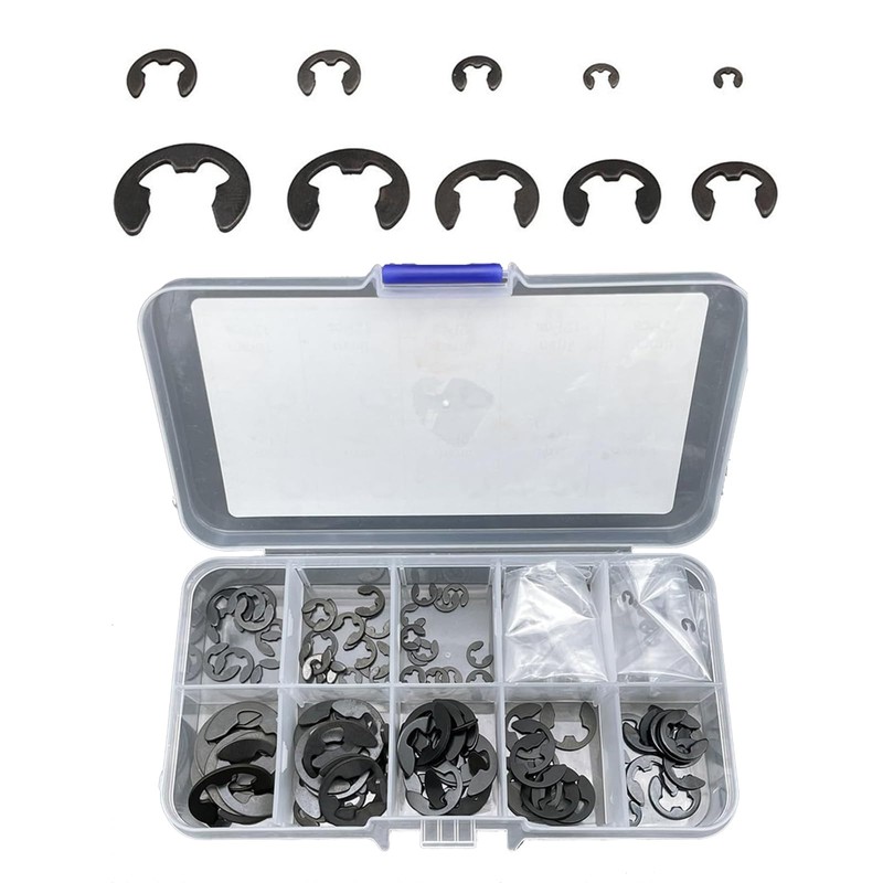 120 Pcs E-Type Snap Rings M1.5-M10 Manganese Steel Repair Parts