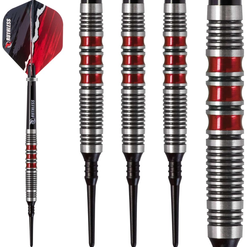 RUTHLESS Red Falcon Soft Tip Tungsten Darts Set, Red, 18g