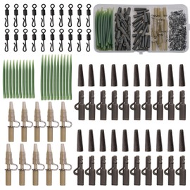OROOTL Carp Fishing Tackle Accessories, Carp Fishing Rigs Box Include Safety Leader Clips Quick Change Swivel Anti Tangle Sleeve Tail Rubber for Carp Bait Rig