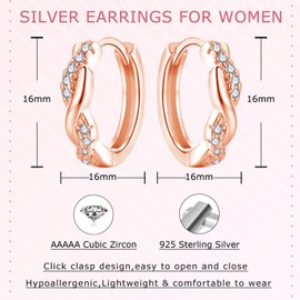 Cangall Hoop Earrings 925 Silver Small, Hypoallergenic 925 Sterling Silver Twisted Hoop Earrings for Women, Lightweight Earrings Hoop Earrings, Sleeping Cartilage Huggie Hoop Earrings, Infinity Silver