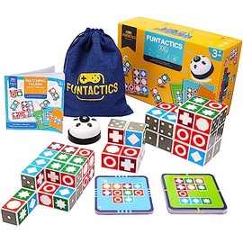 XXL Funtactics Wooden Matching Game Puzzle 3.0 Games, Pattern Block Match Puzzles Building Cubes with Bell for Kids and Adults Toys Board Games for Fa