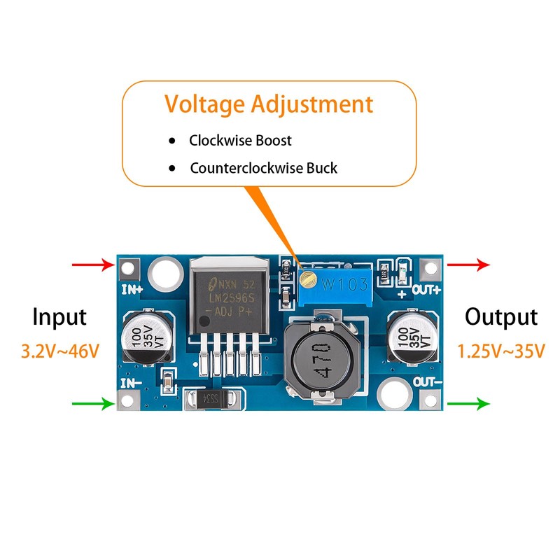 LM2596 DC-DC Buck Converter Module, 8 Pack Adjustable Voltage Regulator,