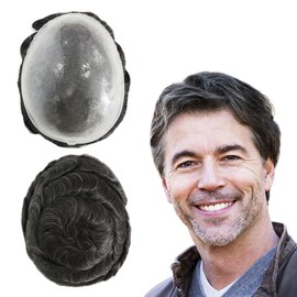 HAIR NATURE Tupés Para Hombre, Sistema De Reemplazo De Cabello Humano, Unidades Capilares Poly Skin Systems #1B10