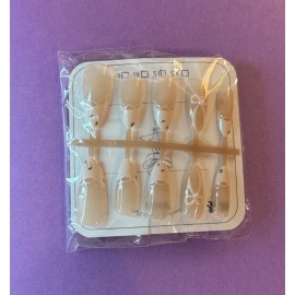 Unbranded 10Pcs Long Almond False Press on Nails White Lace Bow French Style Fake Nails