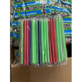 Bubble Tea 8” Spike Straw Poly Wrapped Assorted Colors 100 ct From Capital Fresh LLC
