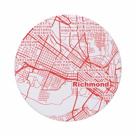 Blue Ridge Mountain Gifts - Richmond Coasters, Set of 4 - Over 40 Ink Colors - Richmond VA Souvenir, Ceramic Coasters with Vivid Map Design, Housewarming Gift for Friends, Family, & Neighbors