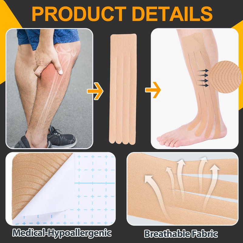 Geiserailie 30 Pcs Precut Lymphatic Drainage Tape Kinesiology Precut Fan