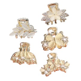 Haarklammer Klein, 5 Stück Metall Mini Haarklammern Klein, Kristalle kleine Haarklammern, Rutschfeste Haarspange Klein, Haarschmuck für Damen und Mädchen (B)