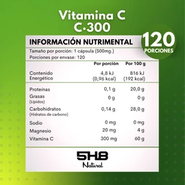 5H8 Nutrition | KIT DEFENSA | VITAMINA C & ZINC | Paquete que Incluye 1 Frasco de C300 Vitamina C y Un Frasco de ZN20 Zinc | C300 Vitamina C.120 Cápsulas, 300 mgs De Vitamina C Por Porción | Contiene Cítricos | ZN20 Zinc 120 Cápsulas, 20 mgs De Zinc Por 