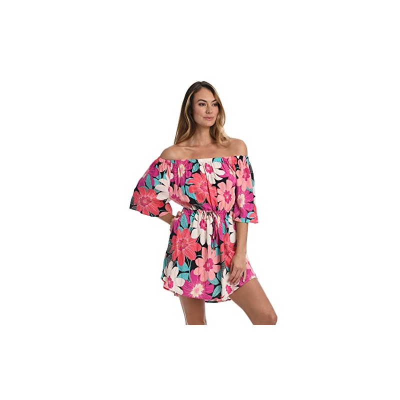 La Blanca Womens Off The Shoulder Cover-up Dress Swimwear Cover