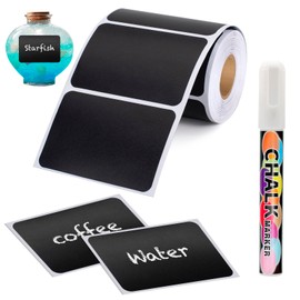 MOTYAWN Chalkboard Labels Sticker - 158 Pcs Waterproof Blackboard Reusable Sticker Label with 1 Free Erasable Chalk Pen, Removable Sticker for Mason Jars, Store and Decoration