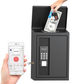 WeHere Key Drop Box with Smart Lock for Outside Wall Mount, Key Return Box for Automotive,Anti-Thief & Waterproof Design for Outdoor, Secure Cash Drop Box for Bussiness After Hours,Hotel,Car Rental