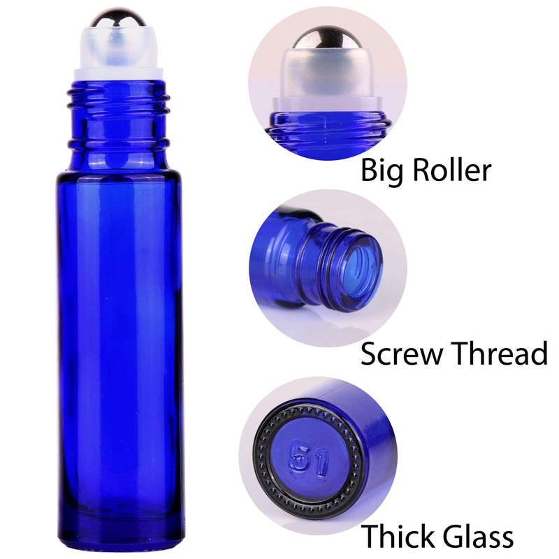 inice inice 24 Pack,10ml Roller Bottles for Essential Oils Cobalt
