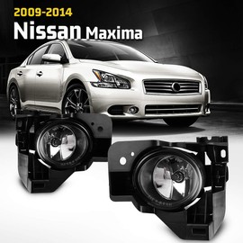 AUTOWIKI Fog Lights Assembly For 2009-2014 Nissan Maxima With Clear Lens 2PCS OEM Fog Lamps (Switch and Wiring Kit Included)