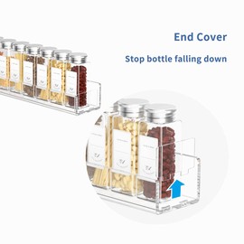 FEMELI Acrylic Wall Mount Spice Rack - 15 Inch, 4 Pack Hanging Spice Rack Shelf for Cabinets, Cupboard or Pantry Door, Kitchen Organizer