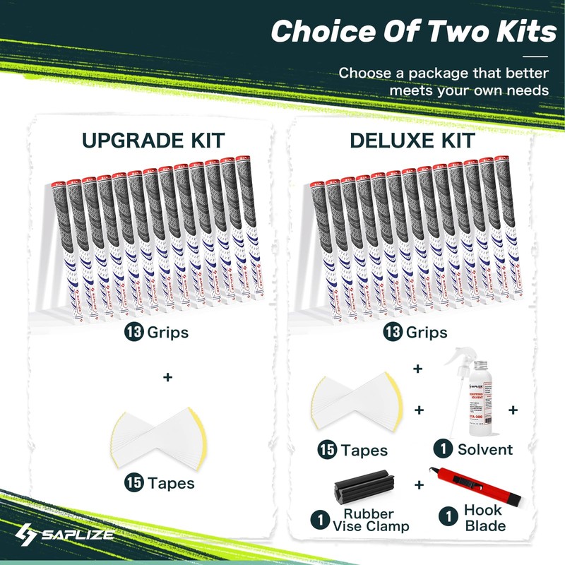 SAPLIZE 13 Golf Grips, Standard, White, All Weather Multi Compound