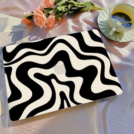 B BELK Compatible with MacBook Air 13 inch Case 2024 2023 2022 M3 A3113 M2 A2681 Liquid Retina Display, Plastic Hard Shell Case for MacBook Air 13.6 inch+Keyboard Cover+Screen Protector,Black Wave