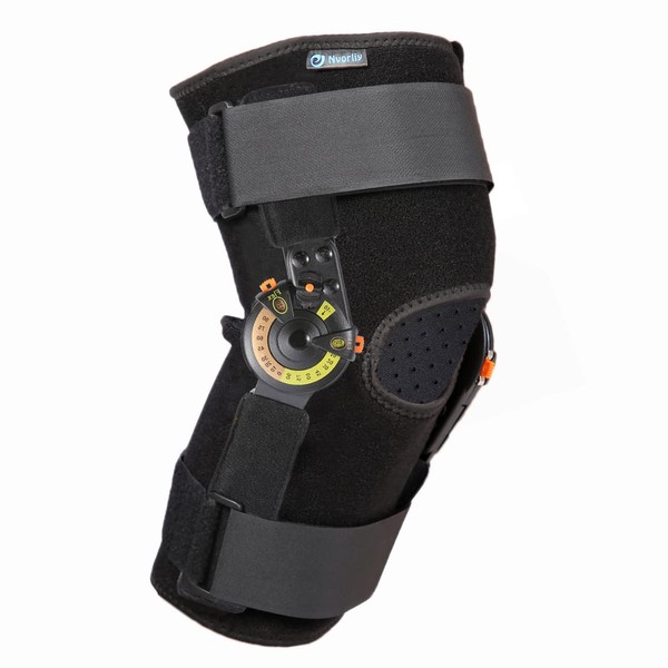 Nvorliy Hinged Orthopedic ROM Knee Brace with Side Stabilizers, Locking Knee Brace, Metal Knee Immobilizer Support for Post OP Recovery, Arthritis, ACL, PCL, Meniscus Tear-Fit Men & Women (XX-Large)