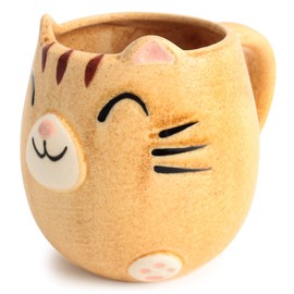 Mino ware Japanese Pottery Mug Cup Cat Shape made in Japan (Japan Import) CPM107 (Honey Yellow)