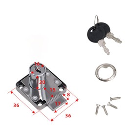 TOP-VIGOR 1Pc Security Cam Lock, 20mm Cold Rolled Steel Security Cabinet Lock Cylinder Drawer Cupboard Mailbox Lock with 2 Keys for Household Office, Keys Alike, Stainless Steel Color