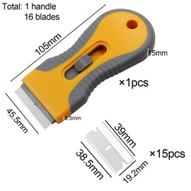 Ceramic Hob Scraper, 1 Piece Stove Scraper with 15 Blades Metal, Ceramic Hob Scraper, Vignette Scraper, Glass Scraper, Ceramic Hob Scraper, Cooker Scraper, Wallpaper Scraper, for Ceramic Hob