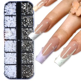 1 Box of Half Beads Nail Art Charms, Charms Nails, Pearl Nails, Semicircular Beads Nail Art Charm, Nail Art Rhinestones, Nail Art Decoration, Nail Jewellery, for DIY Jewellery Decoration, Nail