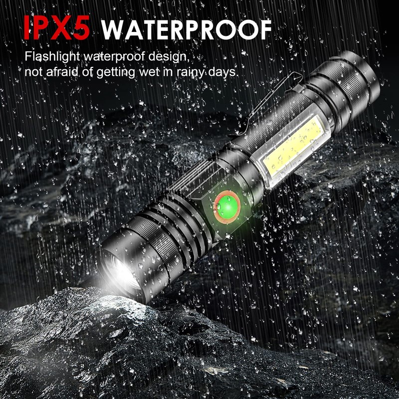 Small Flashlight Rechargeable, Magnetic LED Flashlight, 1000 Lumens Super Bright