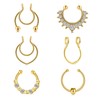 QWALIT Gold Fake Septum Ring Fake Septum Piercing Faux Septum Nose Rings Fake Nose Ring Septum Fake Septum Nose Ring Clip On Septum Nose Ring Faux Septum Piercing Fake Septum Hoop Fake Septum Jewelry
