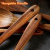 Yhendelion Kitchen Premium Teak Wooden Slotted Spatula-Long Handle, Flat Frying,
