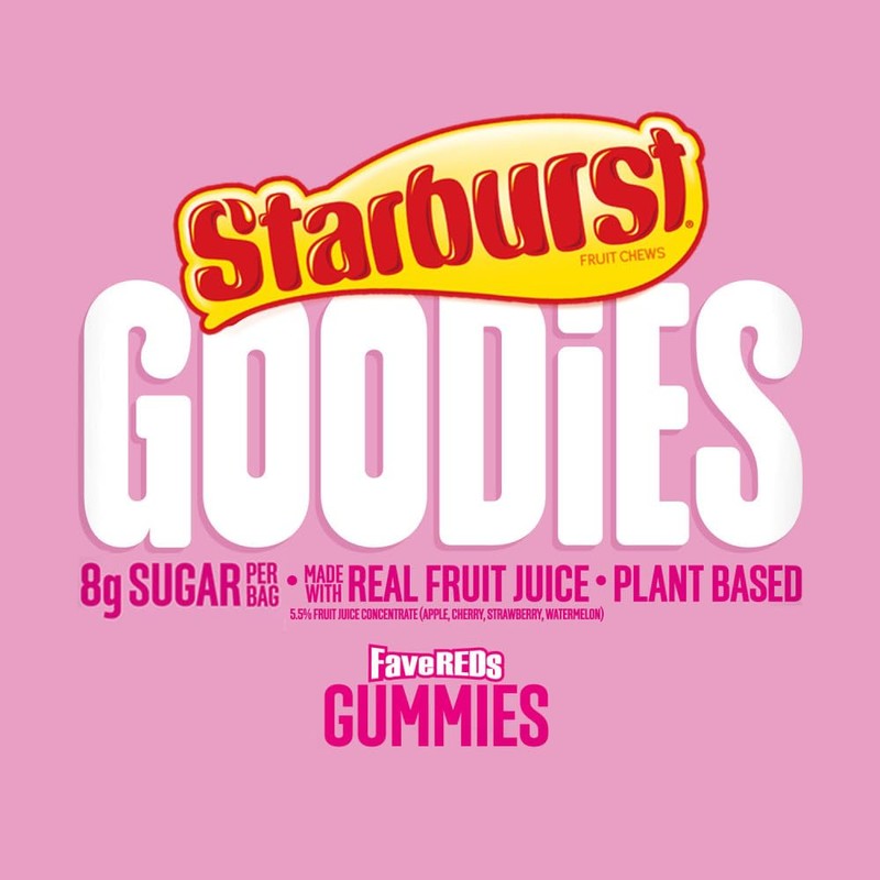 STARBURST GOODIES FaveREDS Plant-Based Fruit Gummy Candy, 1.8 Oz Bag,