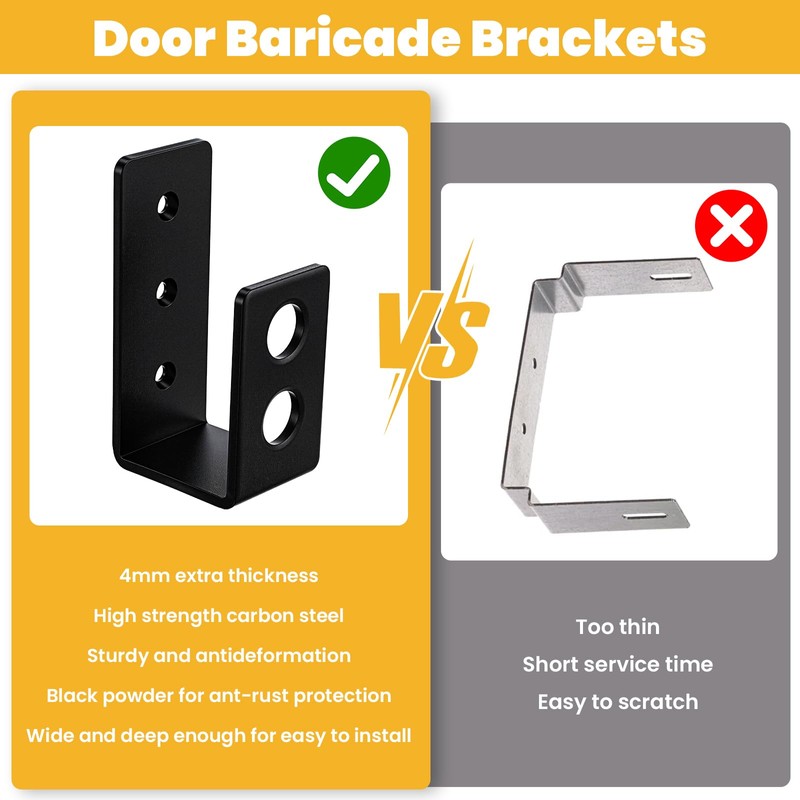 8 Pack Door Barricade Brackets, Heavy Duty 2x4 Door Barricade