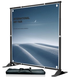 GLOSHOOTING Banner Stand Backdrop, 10 x 10 Ft Heavy Duty Back Drop Adjustable Step and Repeat Background Frame for Parties Photography Photo Booth Wedding Trade Show Exhibition with Carrying Case