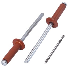 SKIR'CO (80 pcs) Painted Blind Rivets 4.0 x 14 mm, Aluminium Pop Rivets, Drill Bit Included (Copper Brown RAL 8004)