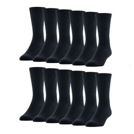 Powersox Men's Powersox All Sport Moisture Wicking Crew Socks 12 Pair Black Large 6-12