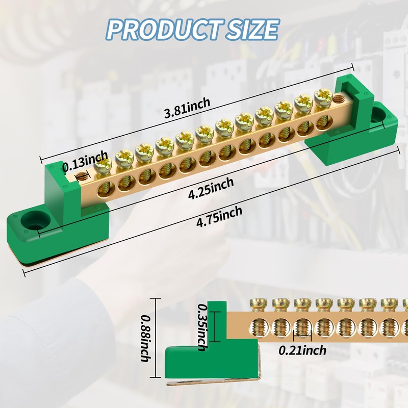 4 Pack 12 Position Grounding Bus Bar Terminal Block, Electrical